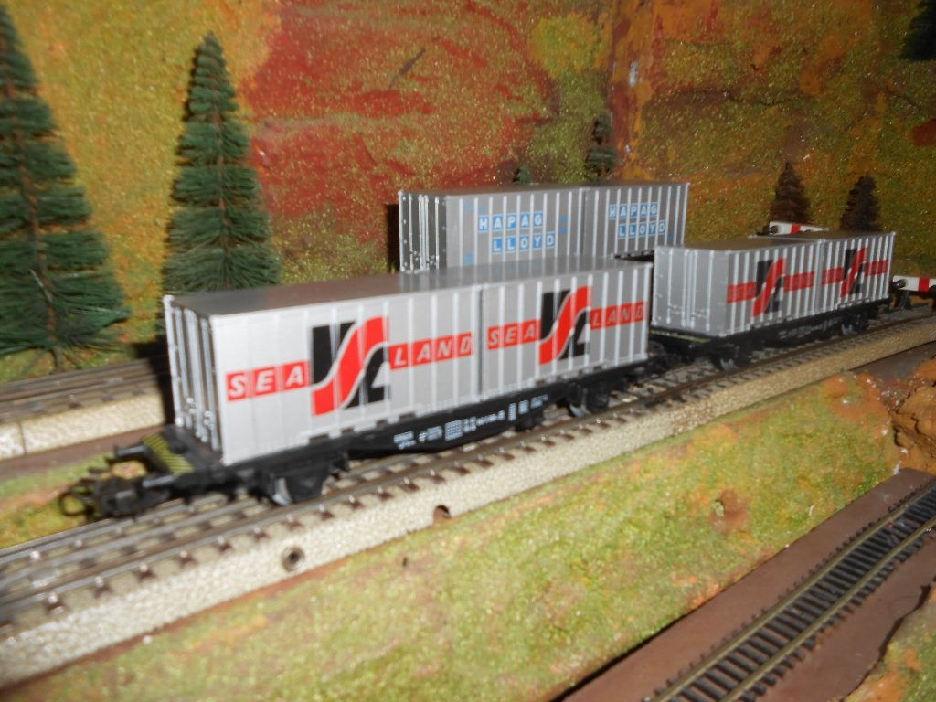 Märklin 4659 1x en 4668 2x, 3 container draagwagons, Wisselstroom, Treinset, Nieuw, Ophalen of Verzenden