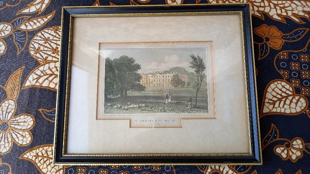 Mooie antieke ingelijste Engelse gravure van Hampshire 23 cm, 1800 - 1899, Stadsgezicht, Ophalen of Verzenden, Gravure