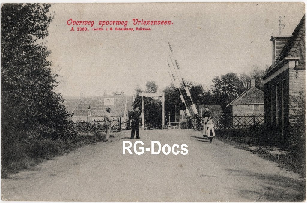 Ansichtkaart - Briefkaart Overweg Vriezenveen Spoorweg 1926, Ophalen of Verzenden, 1920 tot 1940, Gelopen, Overijssel