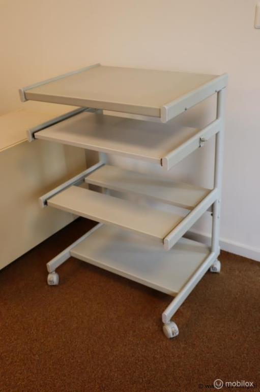 Online Veiling: Printertafel met uitschuifbare legplanken, Gebruikt
