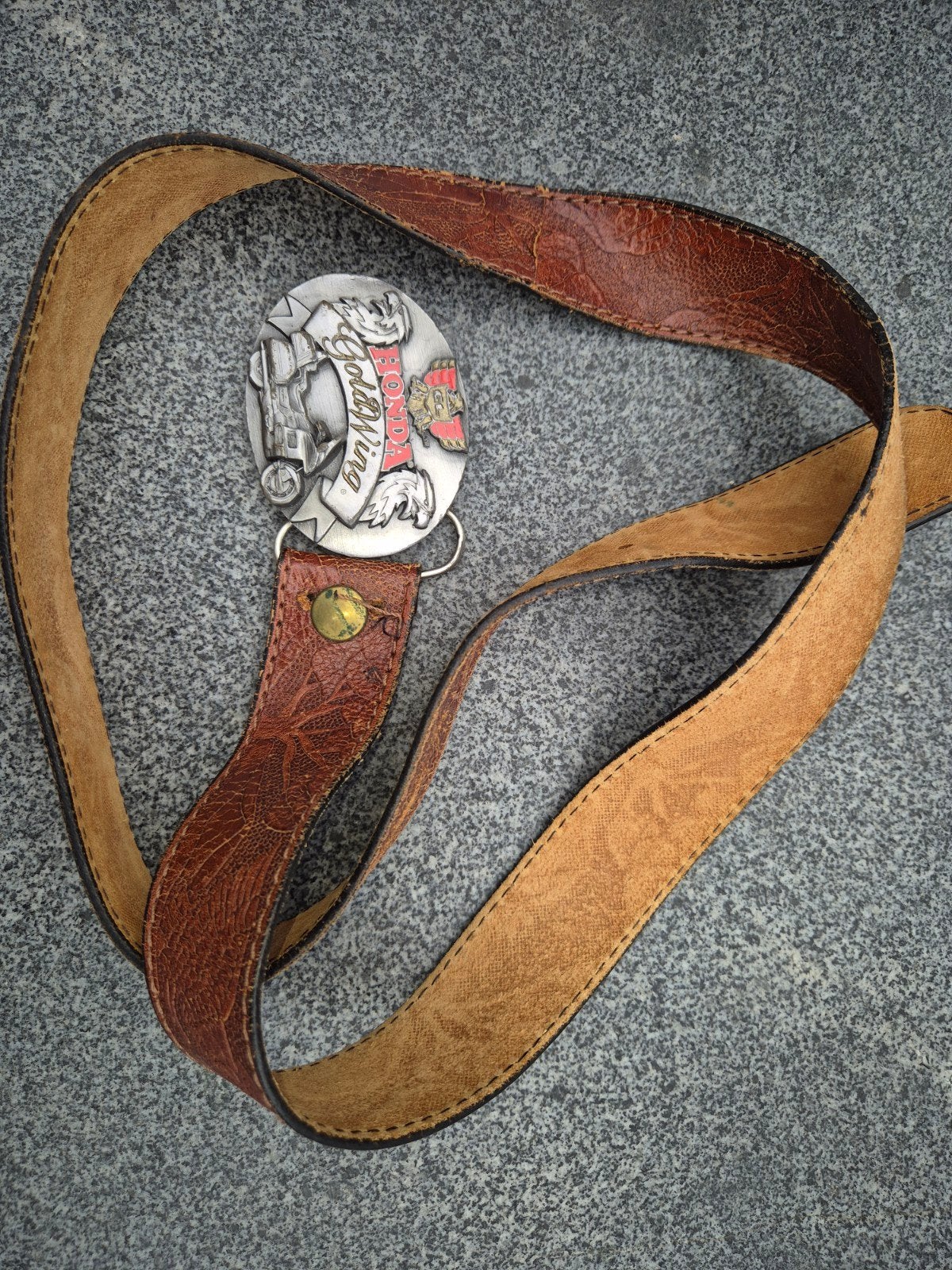 lederen riem met Goldwing buckle, Ophalen of Verzenden