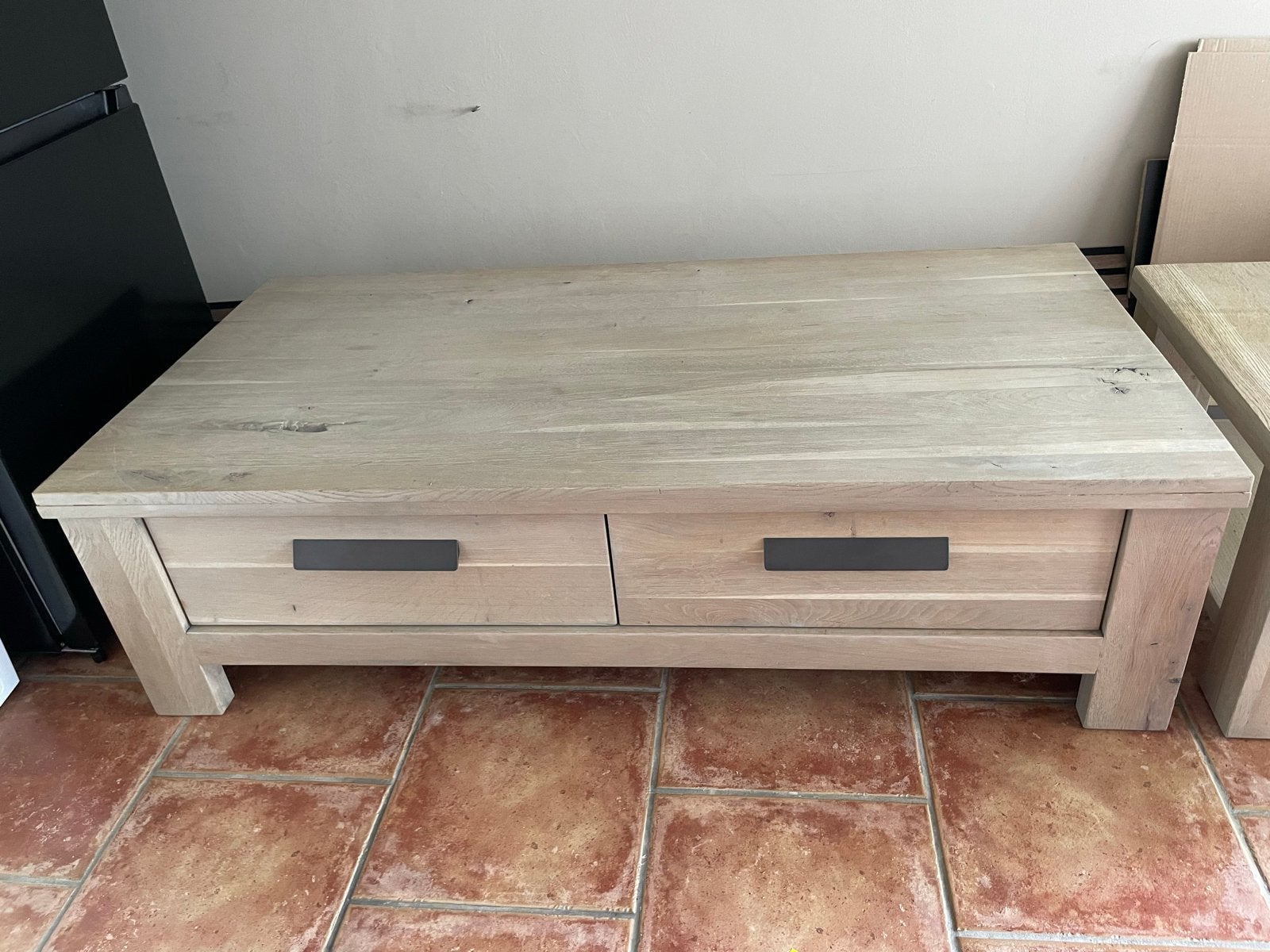 Salontafel en Bijzettafel Set - Eikenhout, Ophalen, Gebruikt, 50 tot 100 cm, 100 tot 150 cm
