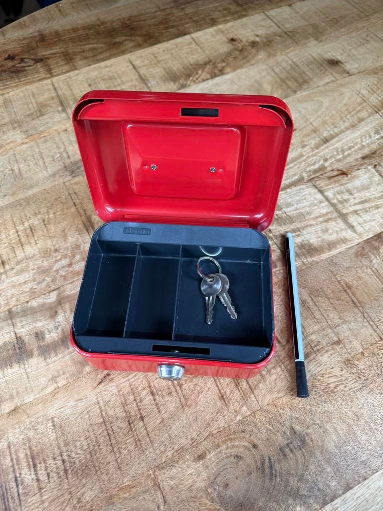 Brabantia Rode Geldkistje., Ophalen of Verzenden, Zo goed als nieuw, Brandkast