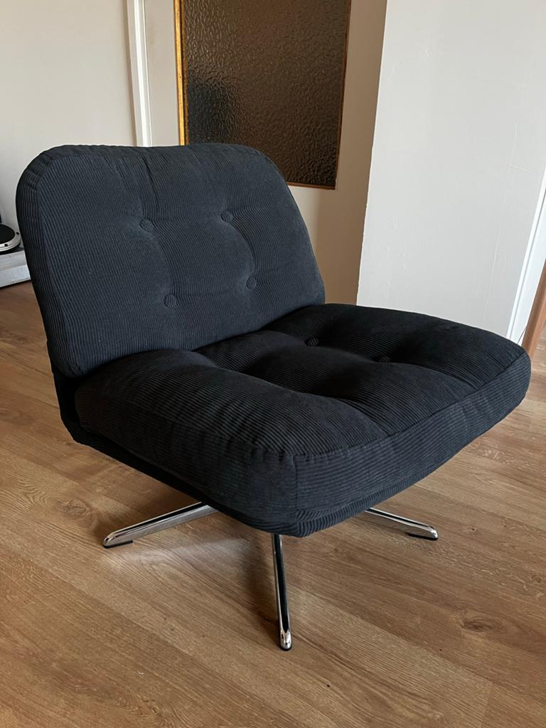 Ikea Dyvlinge stoel - Zwarte ribstof fauteuil, Ophalen, Gebruikt, Zwart, Eén