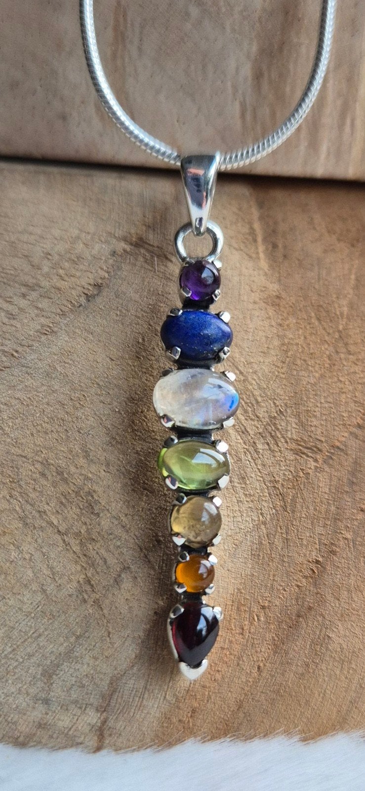 Zilveren kettinghanger Chakra met edelsteen, Nieuw, Ophalen of Verzenden, Met edelsteen, Zilver