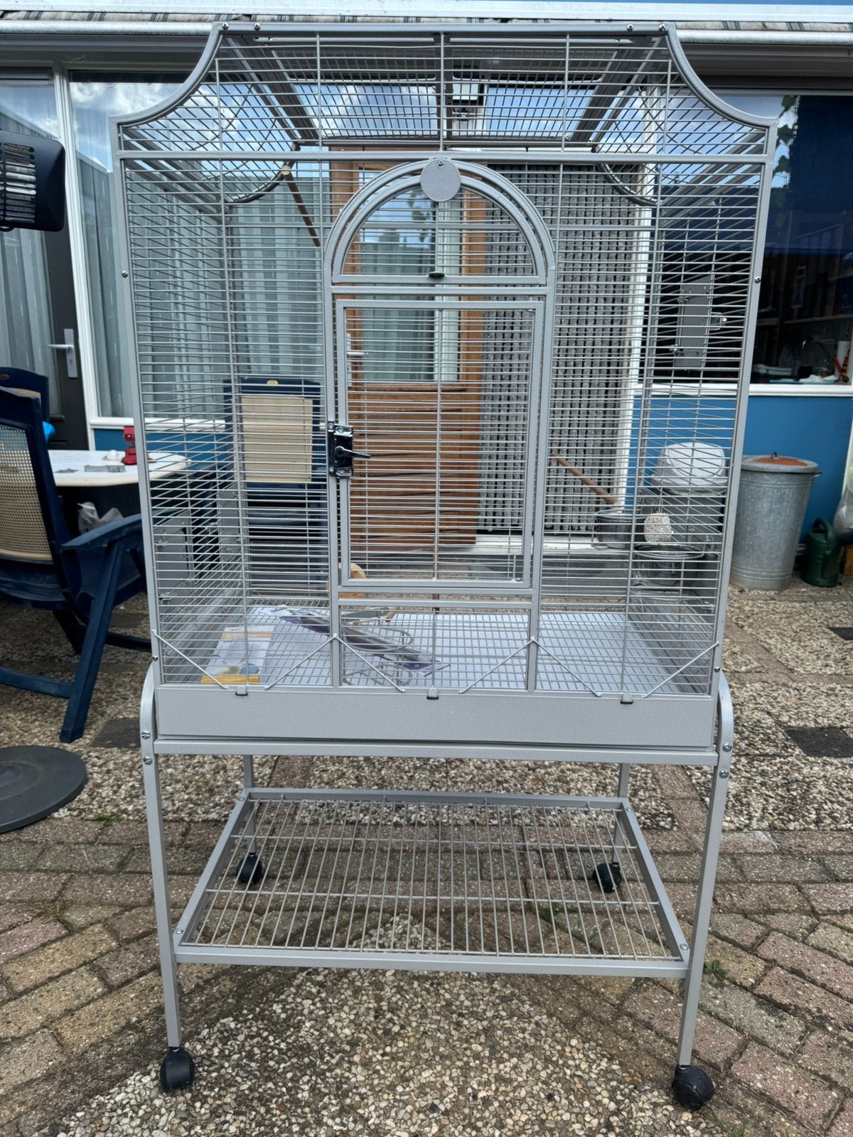 Zand / taupe kleurige vogelkooi, Ophalen, Zo goed als nieuw, Metaal, Vogelkooi