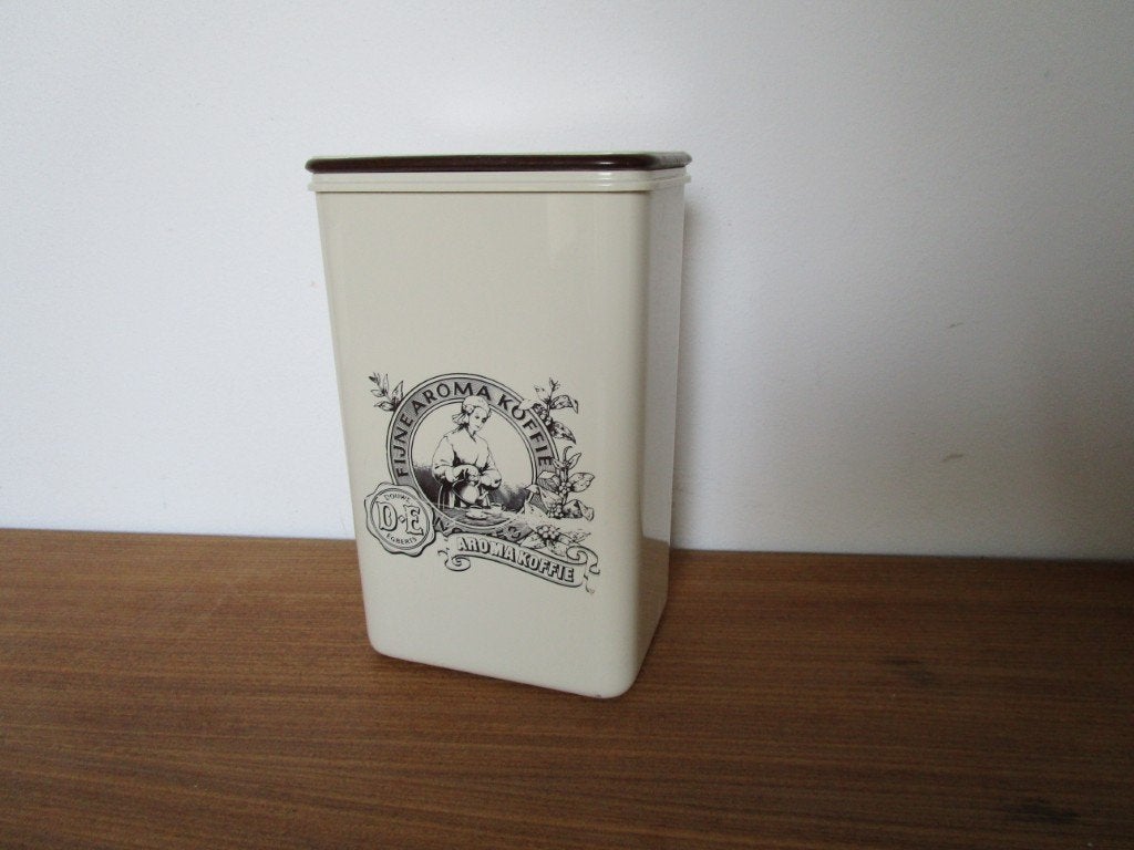 Nr.87: Voorraadbus van DE snelfiltermaling koffie ouderwetse, Huis en Inrichting, Beige, Kunststof, Ophalen of Verzenden, Zo goed als nieuw