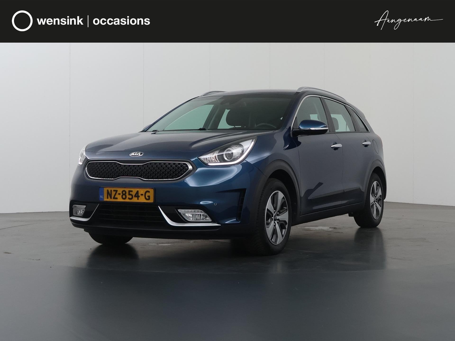 Kia Niro 1.6 GDi Hybrid First Edition | Trekhaak | Navigatie, Auto's, Gebruikt, Euro 6, 2 kWh, Blauw