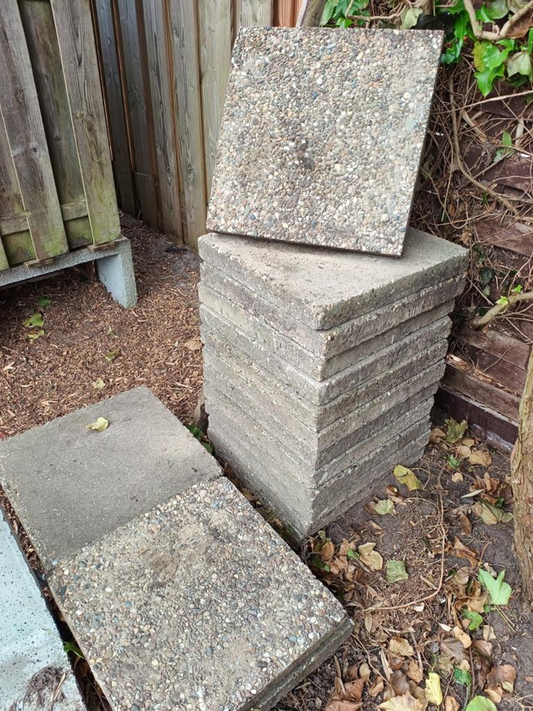 Grindtegels 50 x 50 x 6 - 25 stuks, Tuin en Terras, Tegels en Klinkers, Ophalen, Gebruikt, 5 tot 10 m², Beton