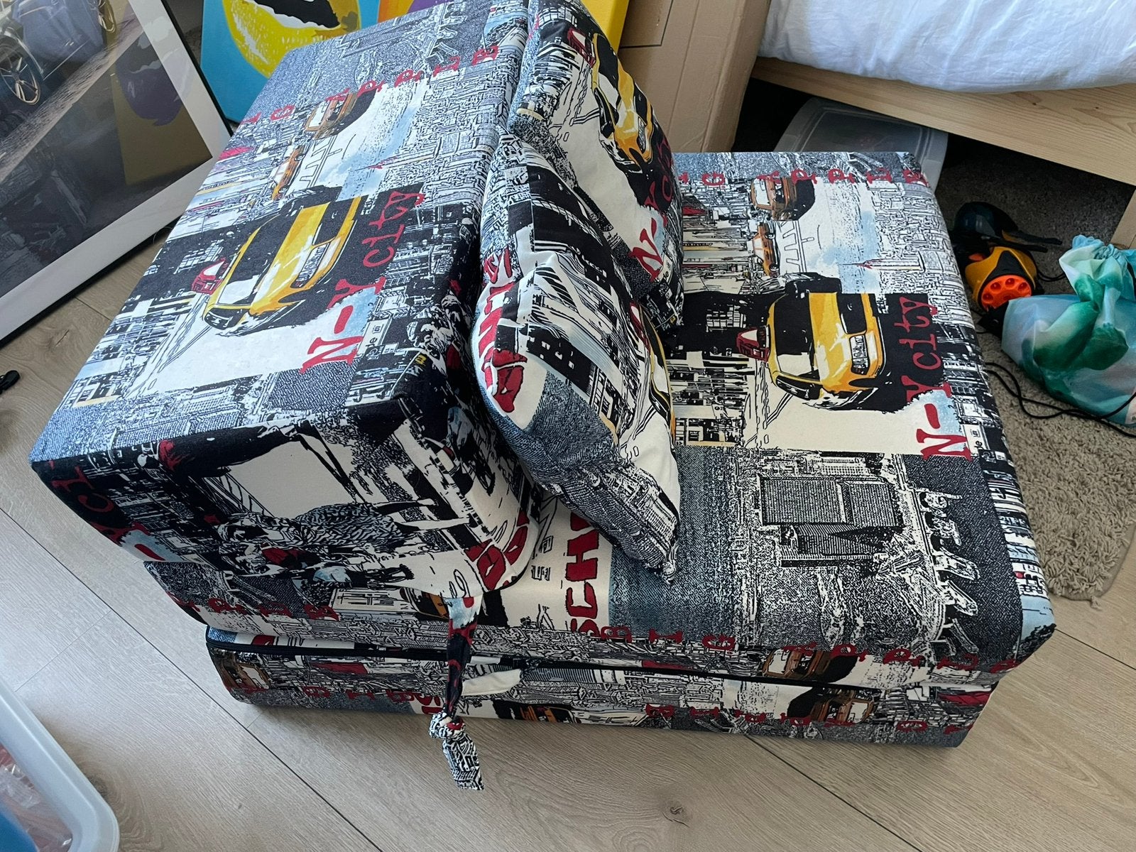 Lounge stoel tevens logeermatras, Ophalen, Zo goed als nieuw, Eenpersoons