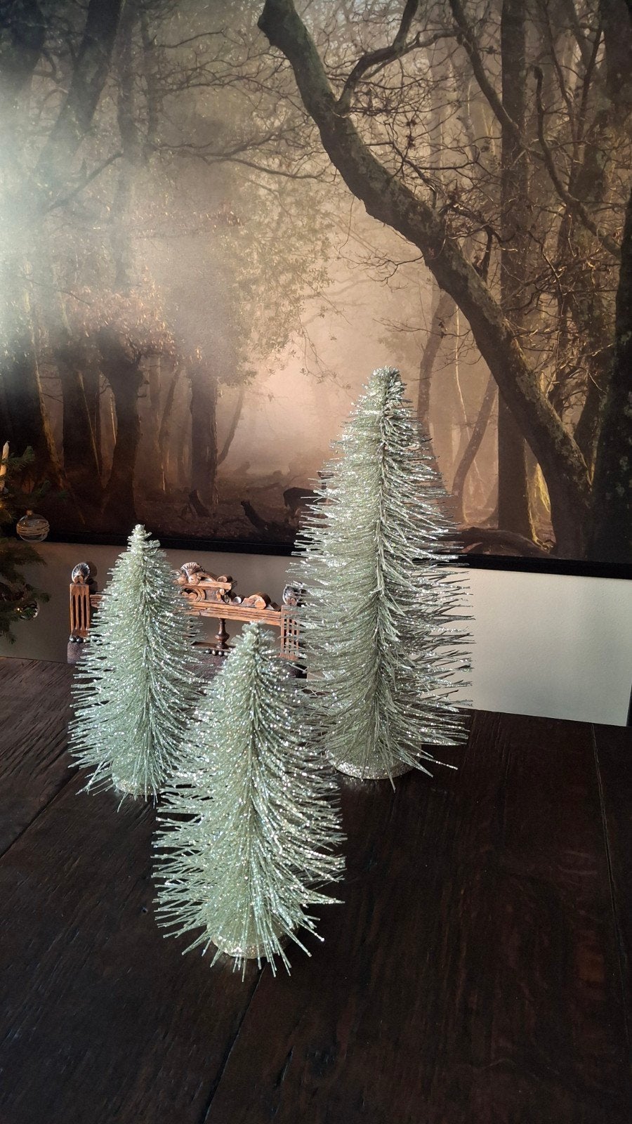 3 zilverkleurige kerstboompjes, Ophalen of Verzenden, Zo goed als nieuw