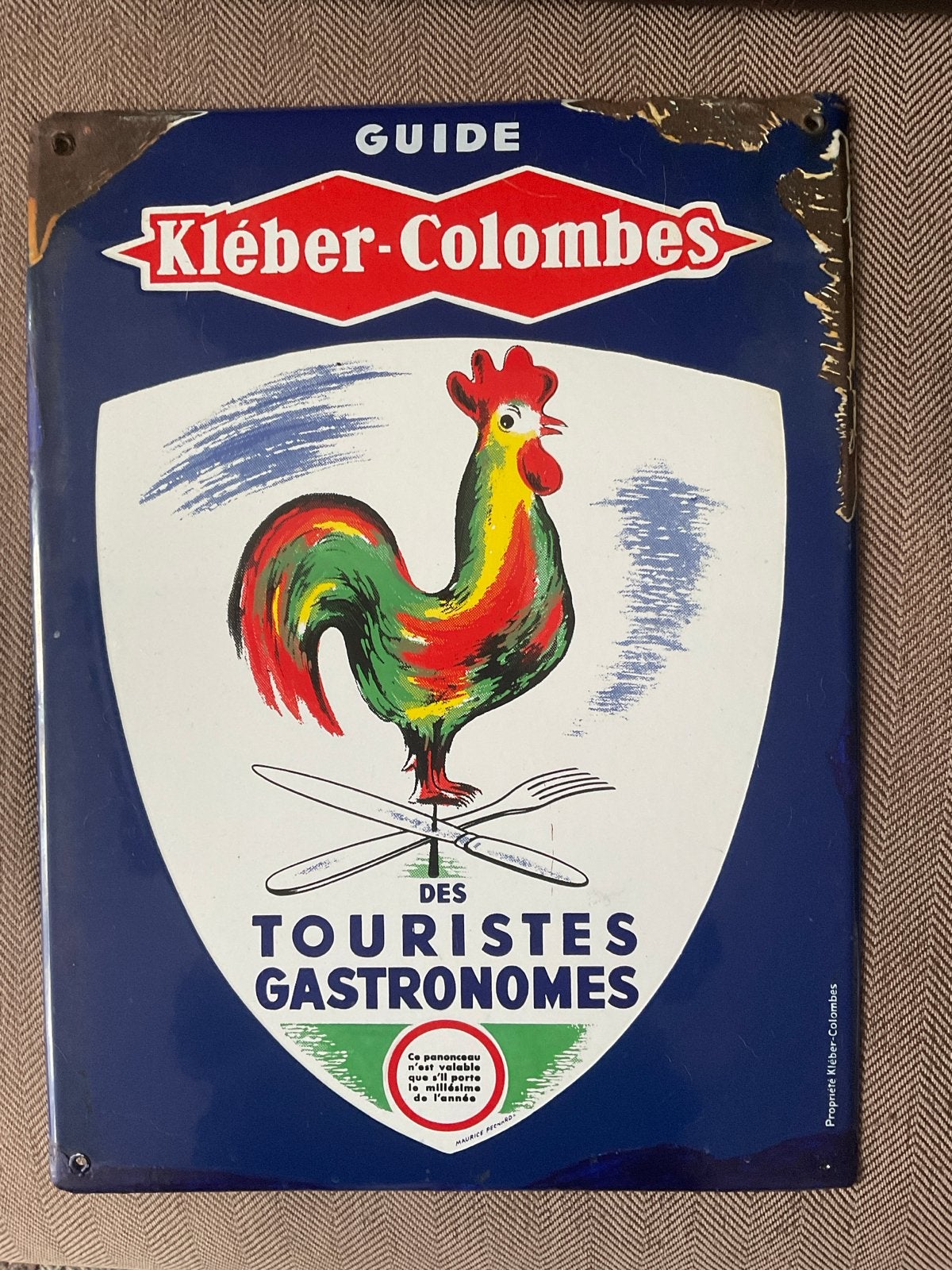 Vintage Kleber-Colombes Emaille Reclamebord - Gastronomische, Ophalen of Verzenden