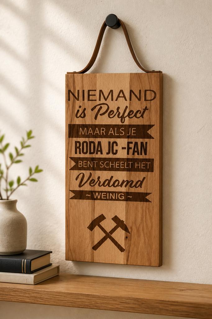 Roda JC houten wandbord - Perfecte fan decoratie, Hout, Nieuw, Ophalen of Verzenden, Bruin