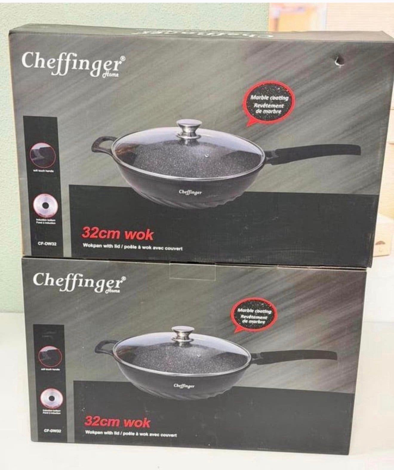 Cheffinger Wokpan wok-pan XL 32 cm met Deksel Inductie Nieuw, P, P, P, Ophalen of Verzenden