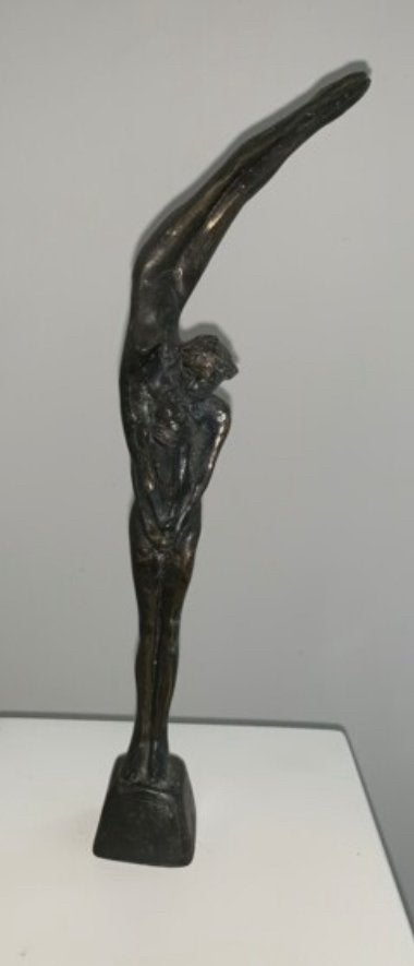 Abstracte bronzen sculptuur van acrobaten  uitbeeld, Handgemaakt, Art nouveau, Ophalen of Verzenden, Brons
