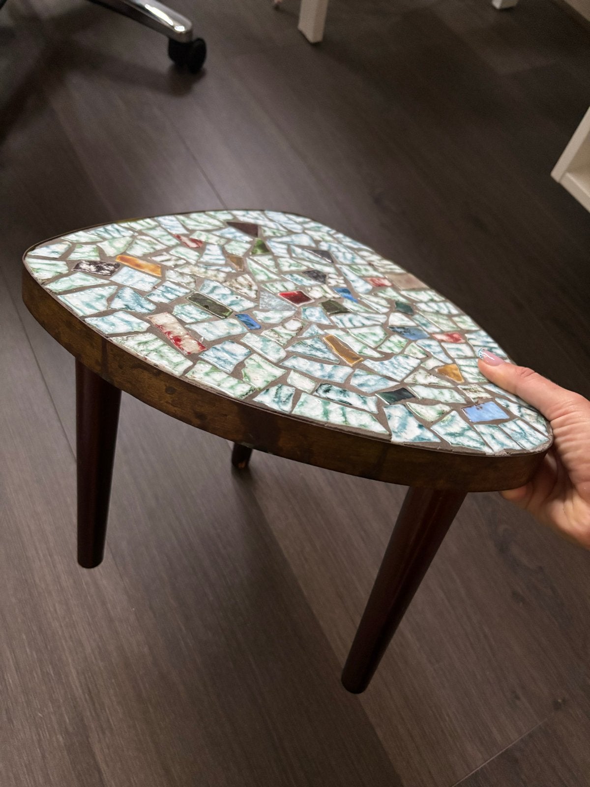 Vintage mozaïek bijzettafel, Ophalen, Minder dan 45 cm, Minder dan 55 cm, Gebruikt