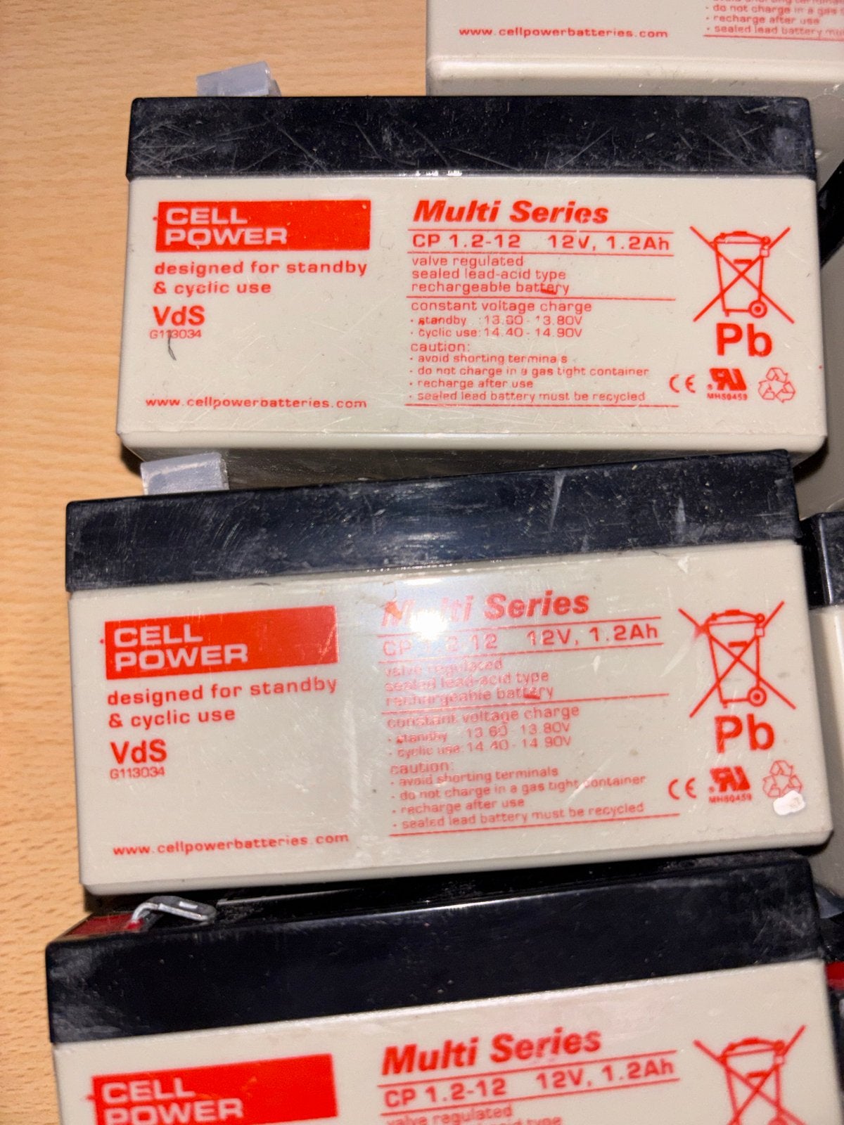 7 stuks Cellpower CP 1.2-12 accus nieuw, Ophalen of Verzenden, Zo goed als nieuw