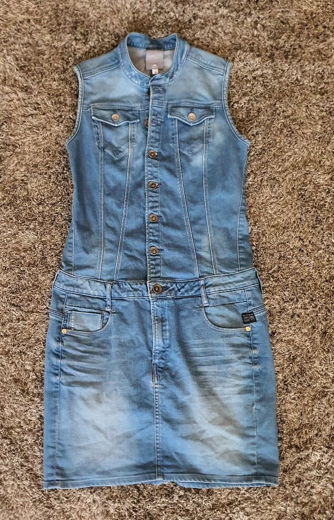 G-Star RAW Denim Jurk – Maat S, Kleding | Dames, Jurken, Ophalen of Verzenden, Zo goed als nieuw, Blauw, Boven de knie
