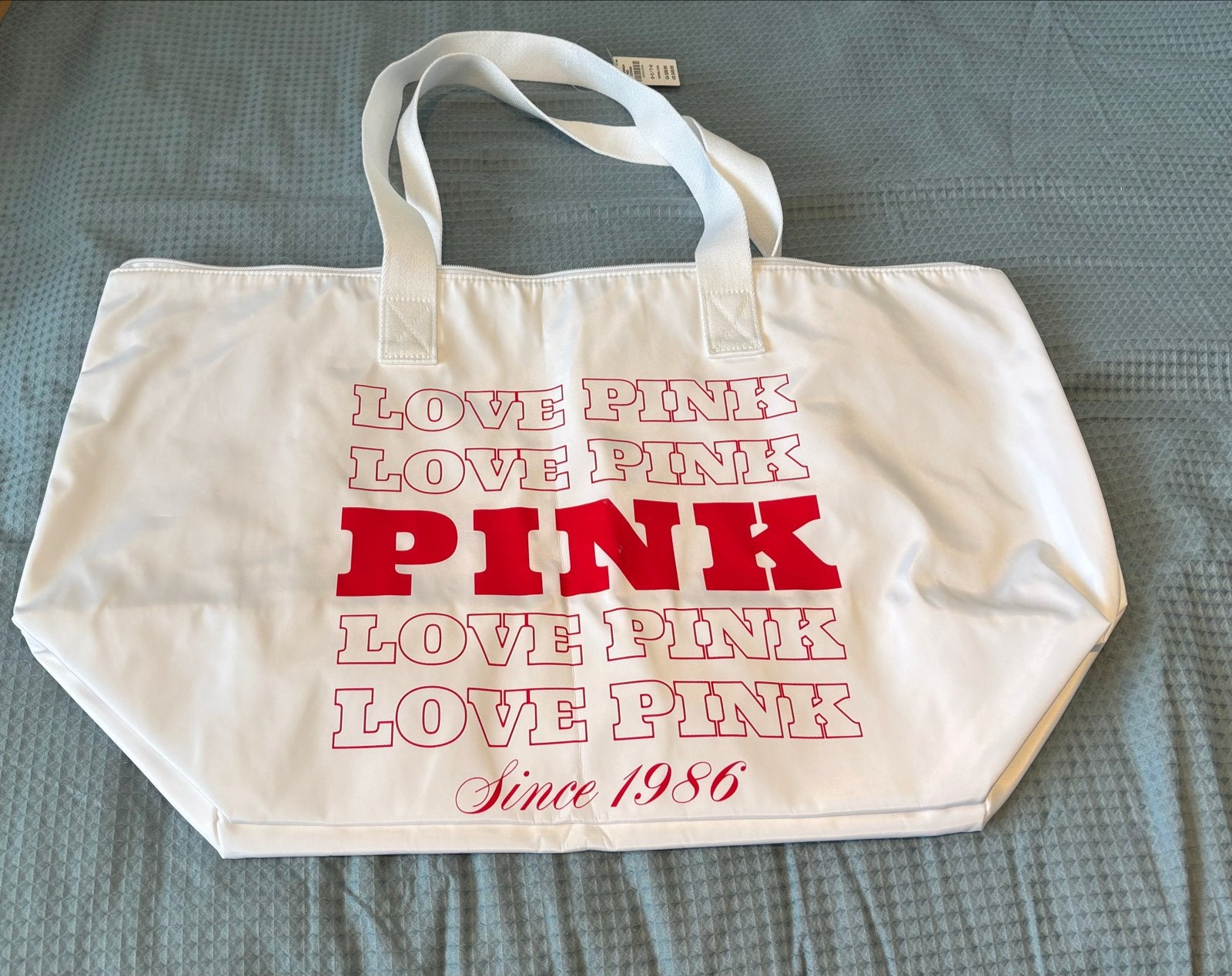 Victoria's Secret Love Pink Big Shopper / Reistas wit rood, Ophalen of Verzenden, Nieuw, Wit, Shopper