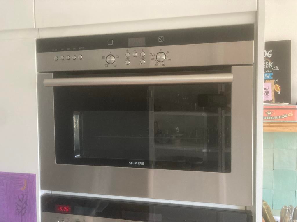 Siemens Inbouw combi oven met defect, Gebruikt, Hete lucht, 60 cm of meer, Oven met grill