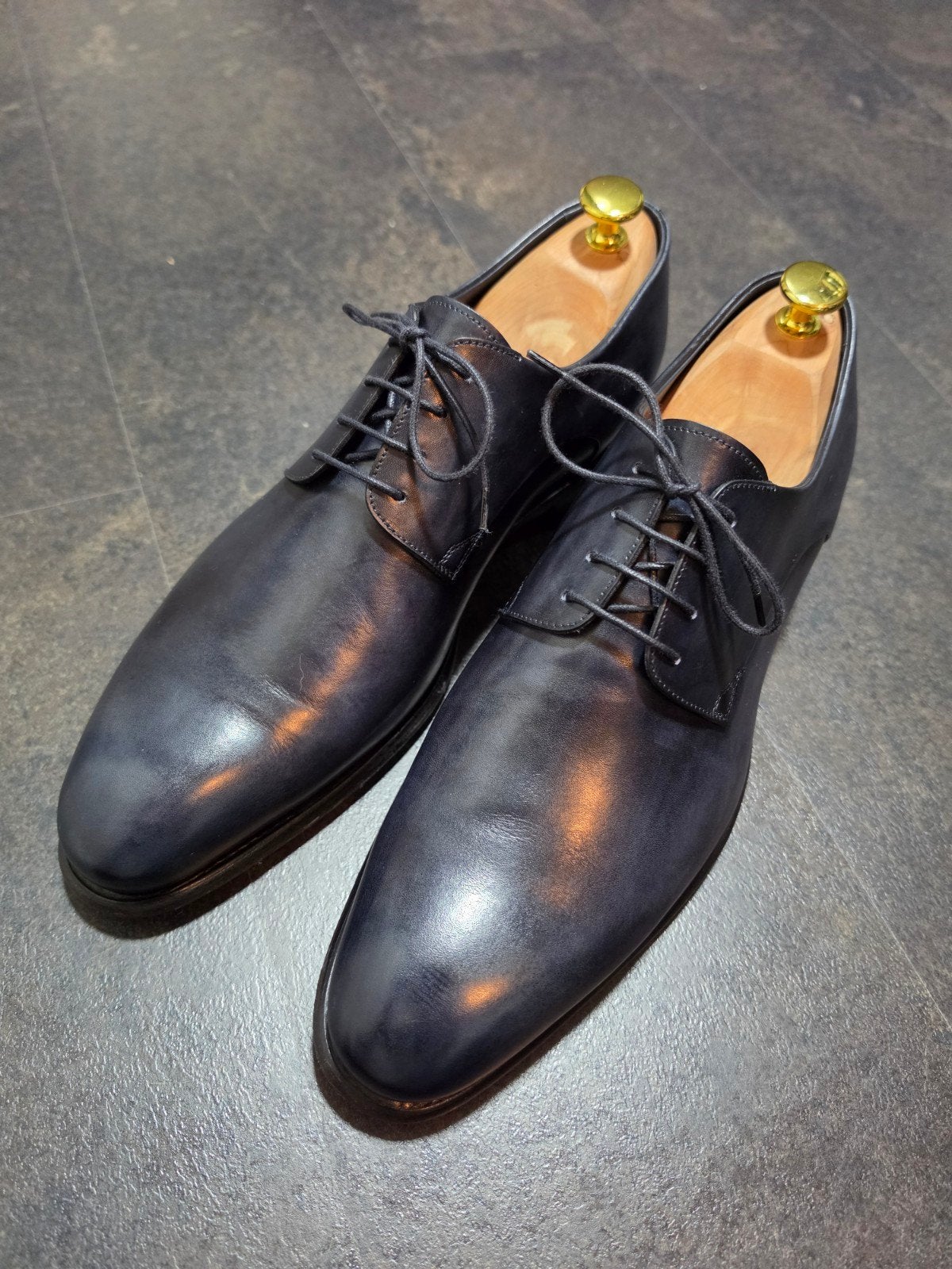 Santoni herenschoenen 7.5 (41.5) zgan, Blauw, Ophalen of Verzenden, Zo goed als nieuw, Santoni