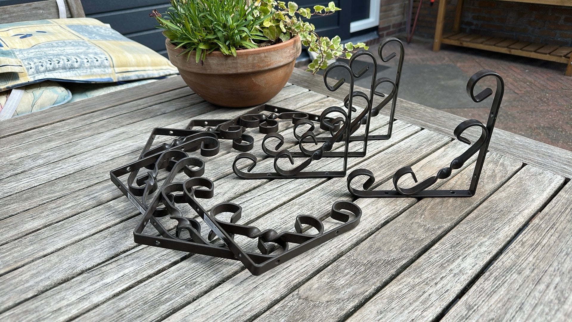 10x Duraline plankdrager ornament antiek brons 15x15 cm, Huis en Inrichting, Woonaccessoires | Wandplanken en Boekenplanken, Ophalen of Verzenden
