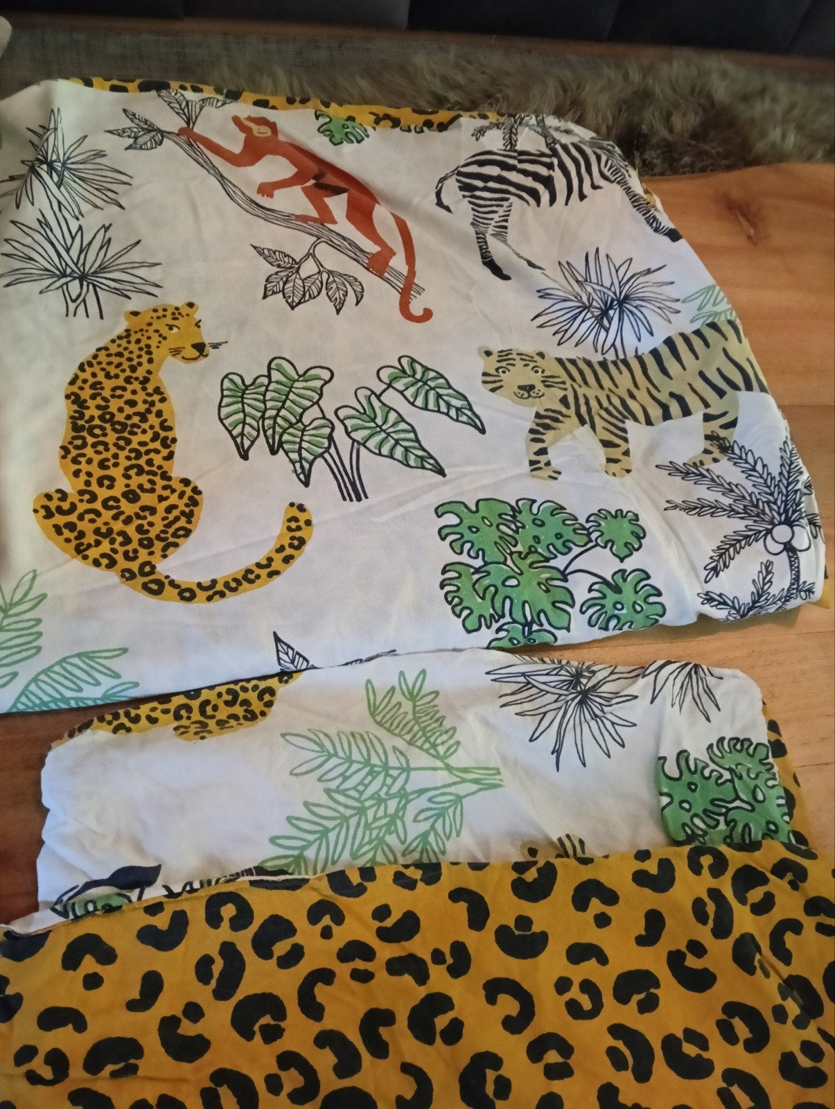 Dekbedovertrek met jungle dieren print, Gebruikt, Jongetje of Meisje, Wit, Dekbedovertrek