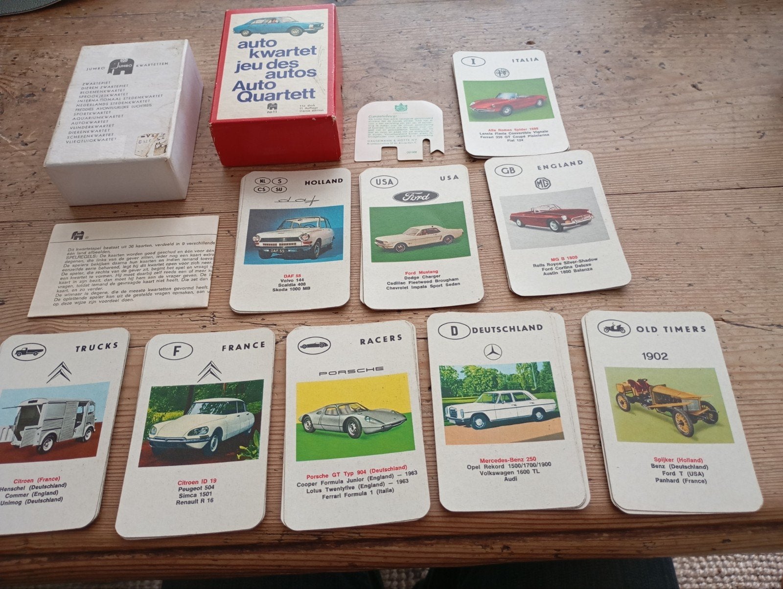 Vintage Auto Kwartet no 11 Jumbo kwartet 1969, Antiek en Kunst, Ophalen of Verzenden