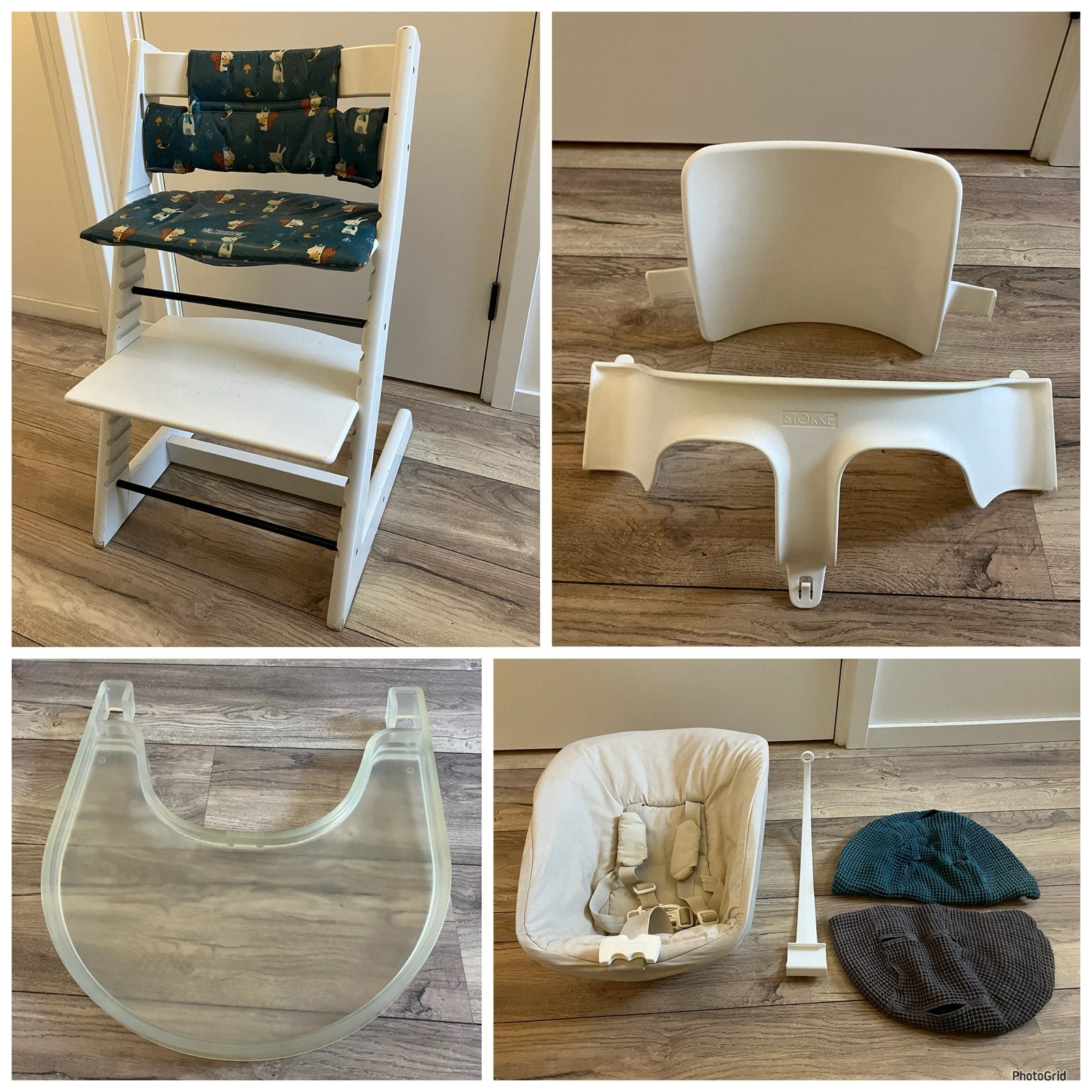 Stokke Tripp Trapp stoel met complete accessoires, Ophalen, Gebruikt, Meegroeistoel, Afneembaar eetblad