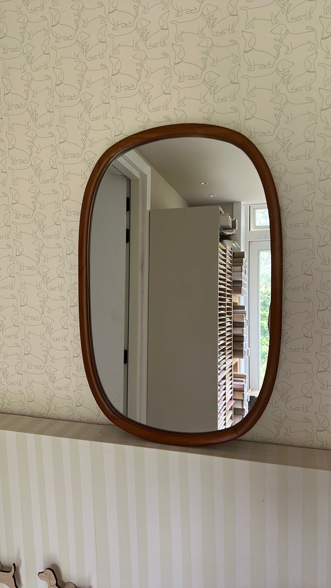 Toffe vintage look spiegel van de kwantum, Huis en Inrichting, Ophalen, Minder dan 50 cm, Zo goed als nieuw, Minder dan 100 cm