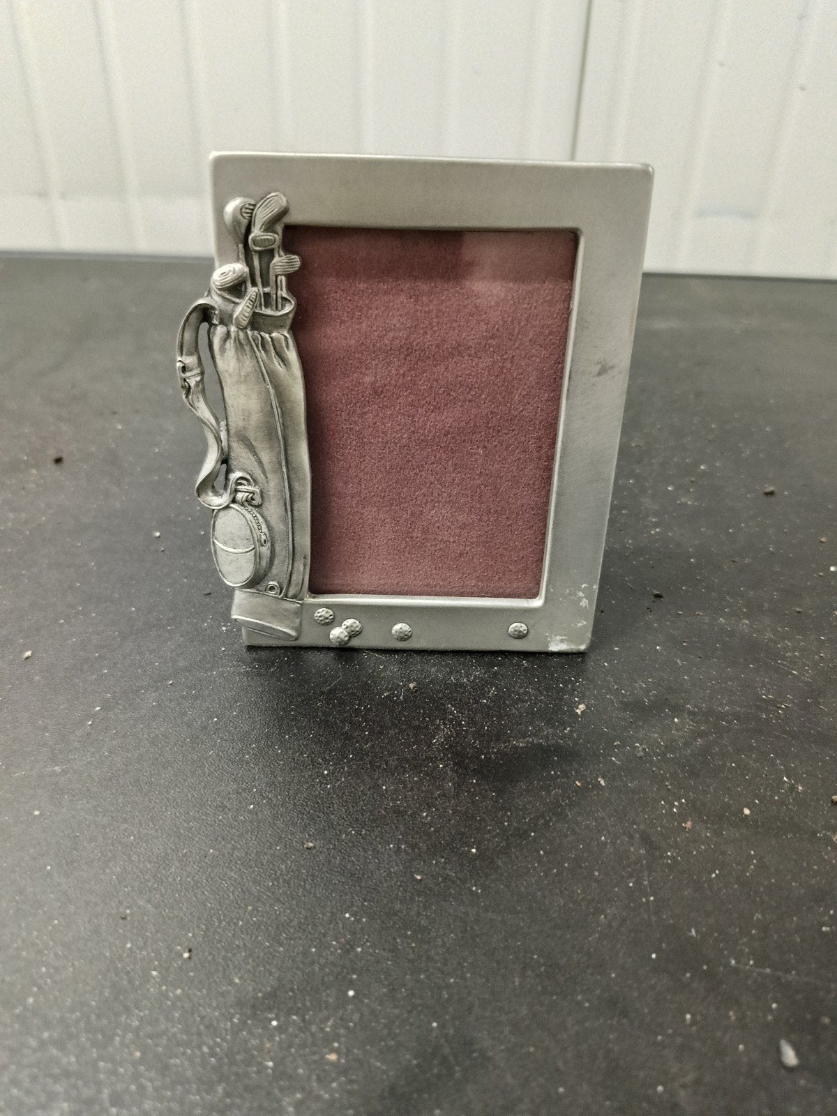 Tin fotolijstje met golfmotief - 10x8.5 cm, Ophalen of Verzenden