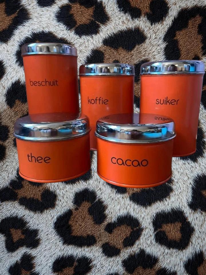 Brabantia oranje voorraad blikken, Verzamelen, Blikken, Ophalen of Verzenden, Gebruikt, Overige, Overige merken