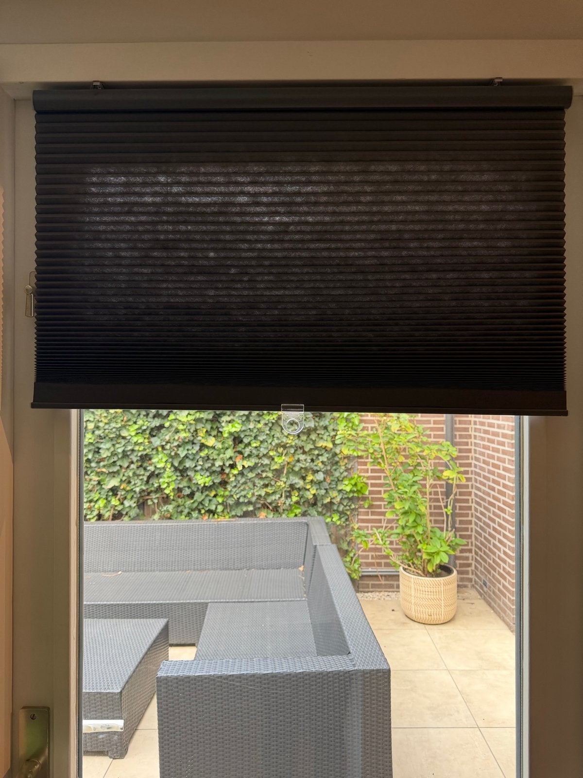 IKEA HOPPVALS Plisségordijn, dubbel, grijs, 80x150 cm, Ophalen, Verduisterend, Zo goed als nieuw, Plisségordijn