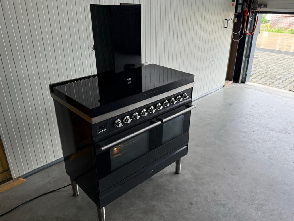 Boretti Inductie Fornuis met Dubbele Oven - Zo goed als nieu, Witgoed en Apparatuur, Fornuizen, Bella, 60 cm of meer, Grill, Ophalen of Verzenden