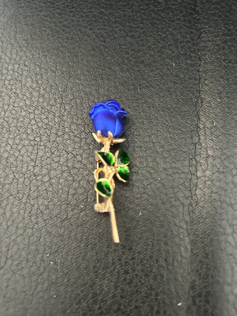 Luxe Minimalistische Emaille Roos Broche, Onregelmatige Vorm, Overige materialen, 4 tot 7 cm, Blauw, Nieuw
