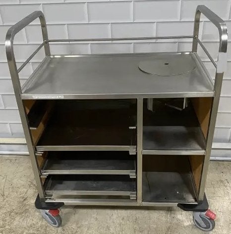 Credo RVS afval transportwagen 4 korven keuken korvenwagen, Ophalen, Gebruikt