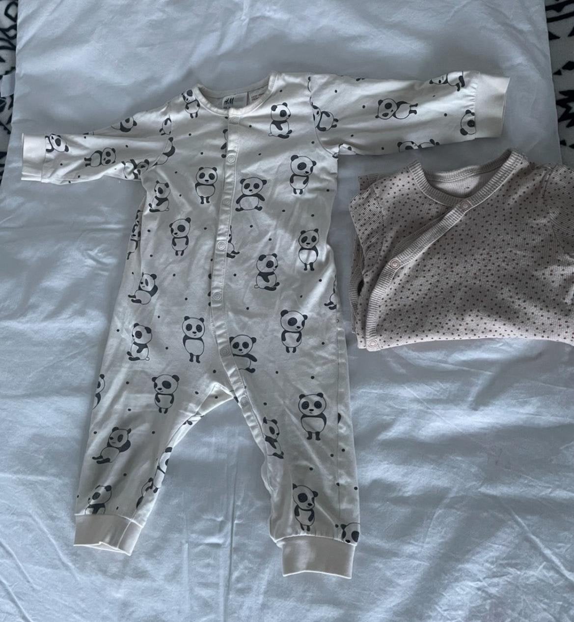 H&M Panda Rompertjes overlagsroompetje slaapzakken m.62-74, Kinderen en Baby's, Babykleding | Maat 62, Ophalen of Verzenden, Zo goed als nieuw