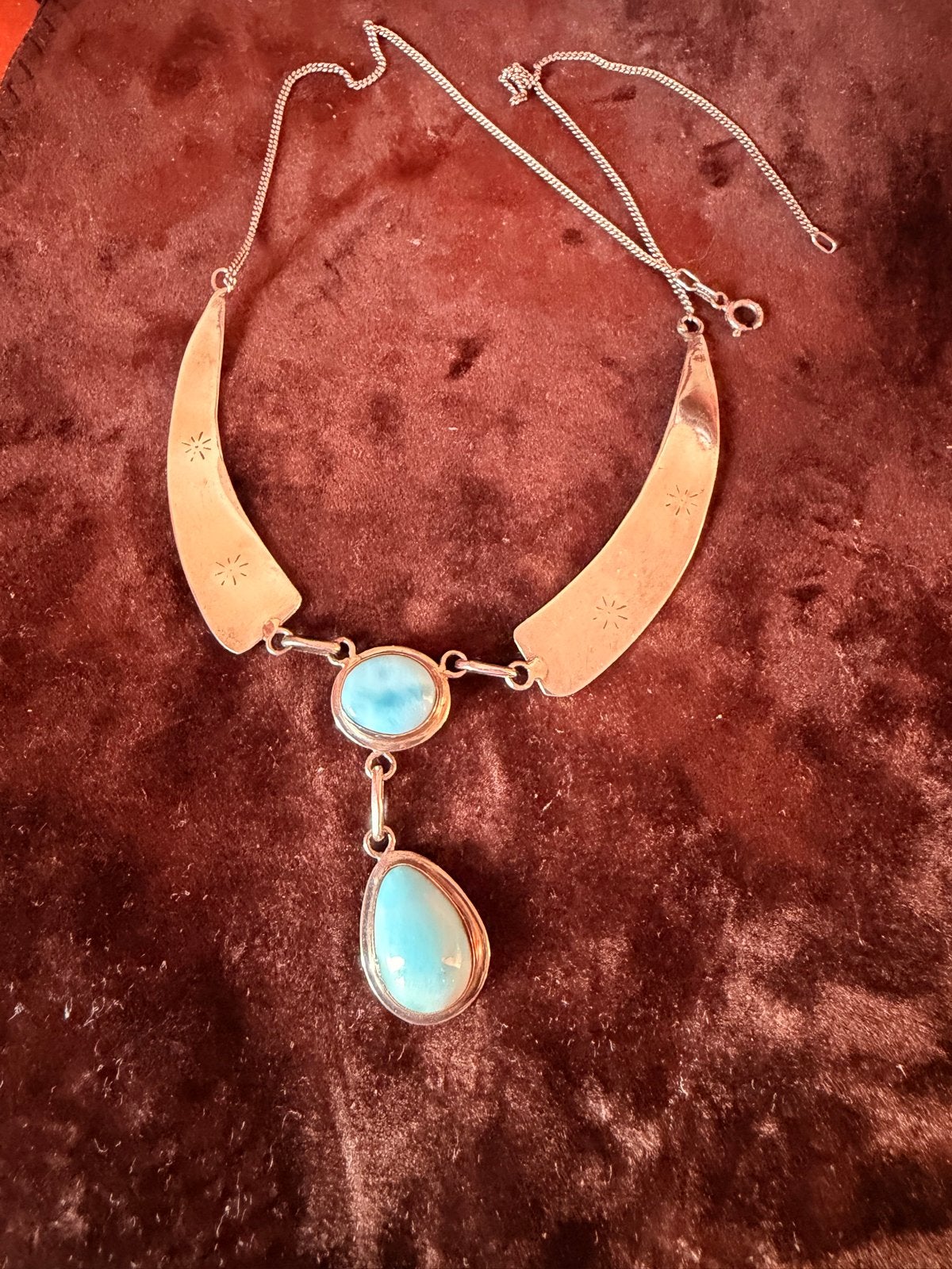 Zilveren ketting met blauwe stenen - 925 zilver, Ophalen, Blauw, Zo goed als nieuw, Met edelsteen