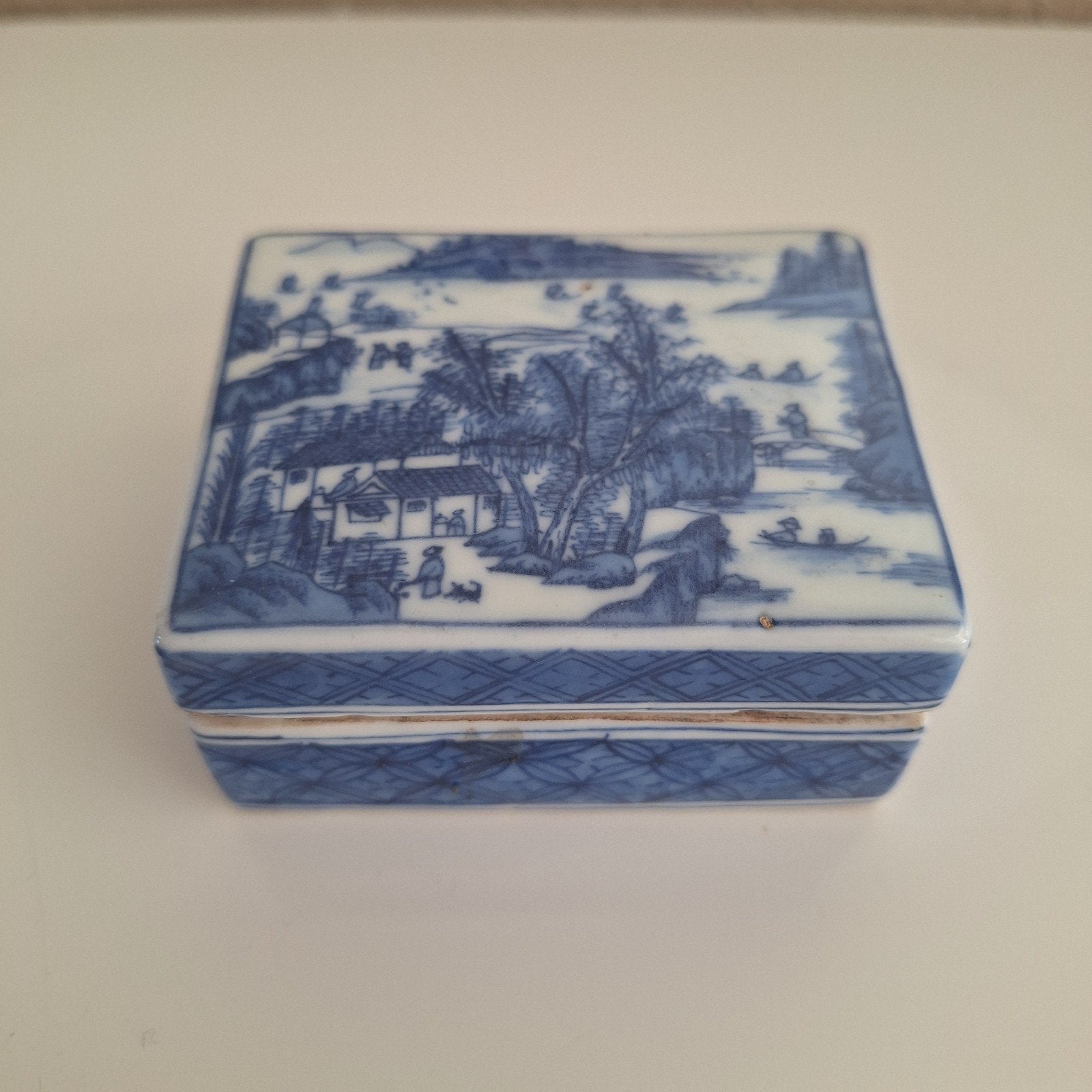 Blauw-wit porseleinen doosje, Kangxi-stijl China, Ophalen of Verzenden