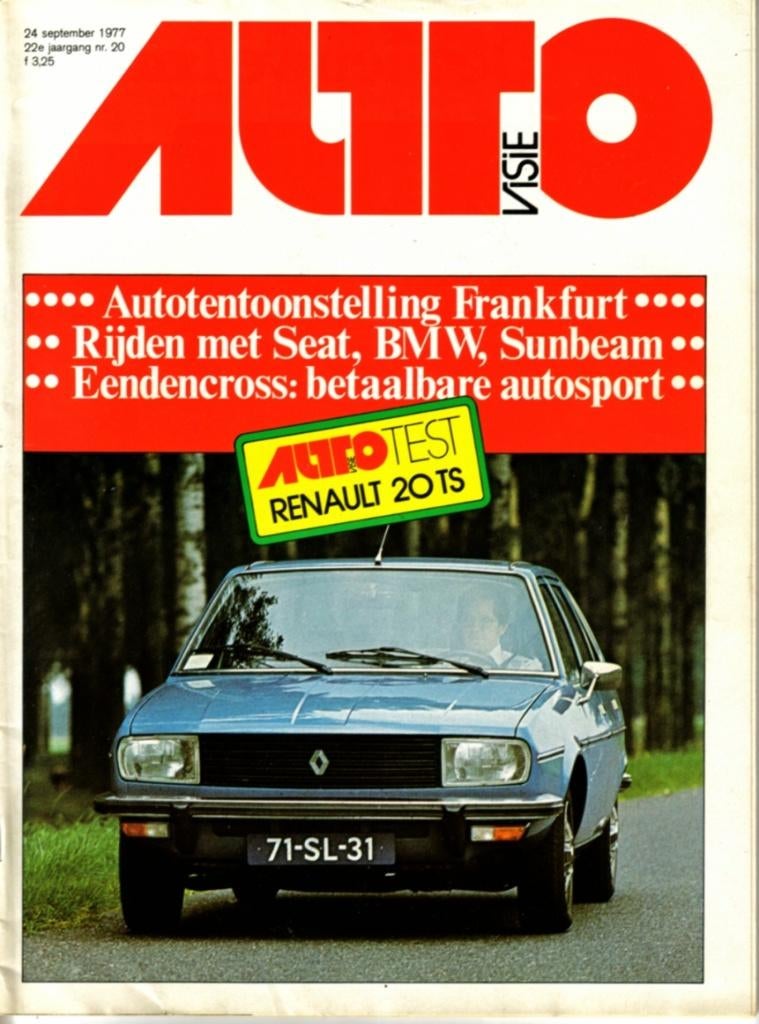 Autovisie test Renault 20 TS September 1977, Ophalen of Verzenden, Gelezen, Renault