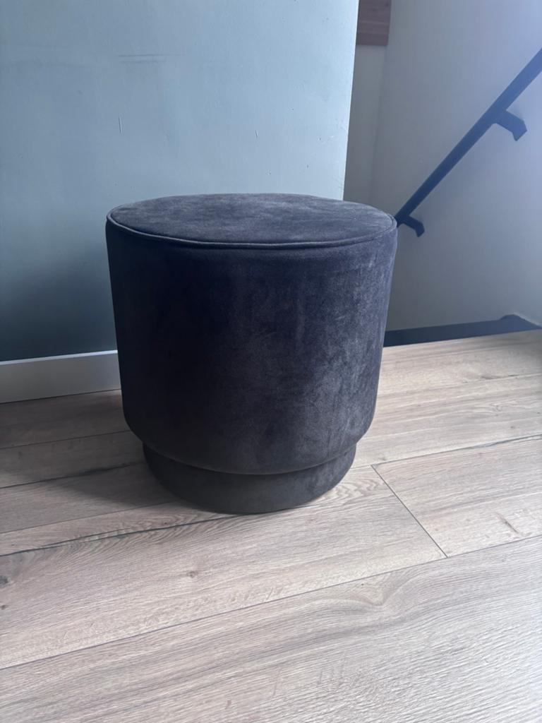 Poef Woood grijs rond 46 cm, Ophalen, Zo goed als nieuw, Rond, Minder dan 50 cm