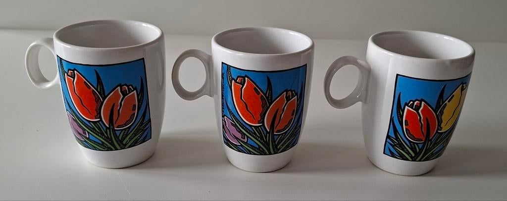 3 kopjes Henk Schiffmacher tulpen design., Ophalen of Verzenden, Keramiek, Overige stijlen, Kop(pen) en/of Schotel(s)