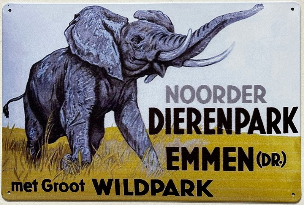 Noorder dierenpark Emmen Olifant reclamebord van metaal deco, Reclamebord, Info@deconoord.nl, Deco Noord, Nieuw