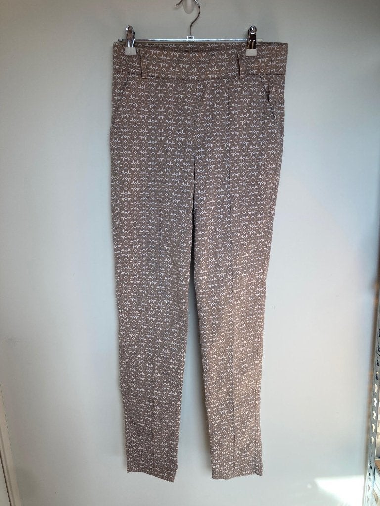 Helena Hart pull on broek beige wit print maat S, Maat 38/40 (M), Beige, Zo goed als nieuw, Koningin Wilhelminaplein 13, 1062 HH Amsterdam
