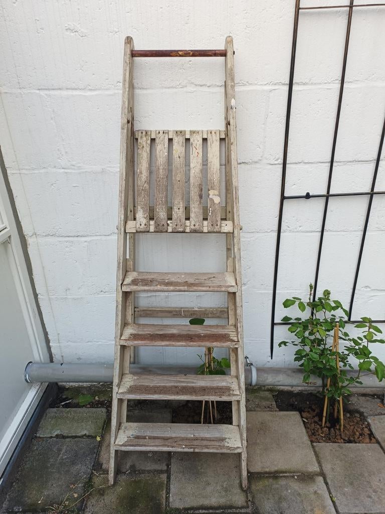 Mooie verweerde schilders ladder, Doe-het-zelf en Verbouw, Ladders en Trappen, Ophalen, 4 meter of meer