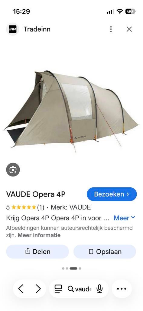 Vaude Opera technisch katoen, Caravans en Kamperen, Ophalen of Verzenden, Zo goed als nieuw, Tot en met 4