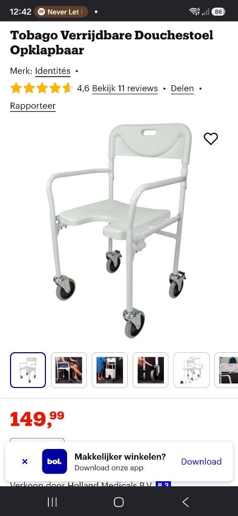 Douchestoel, Ophalen, Gebruikt, Overige typen, 50 tot 100 cm