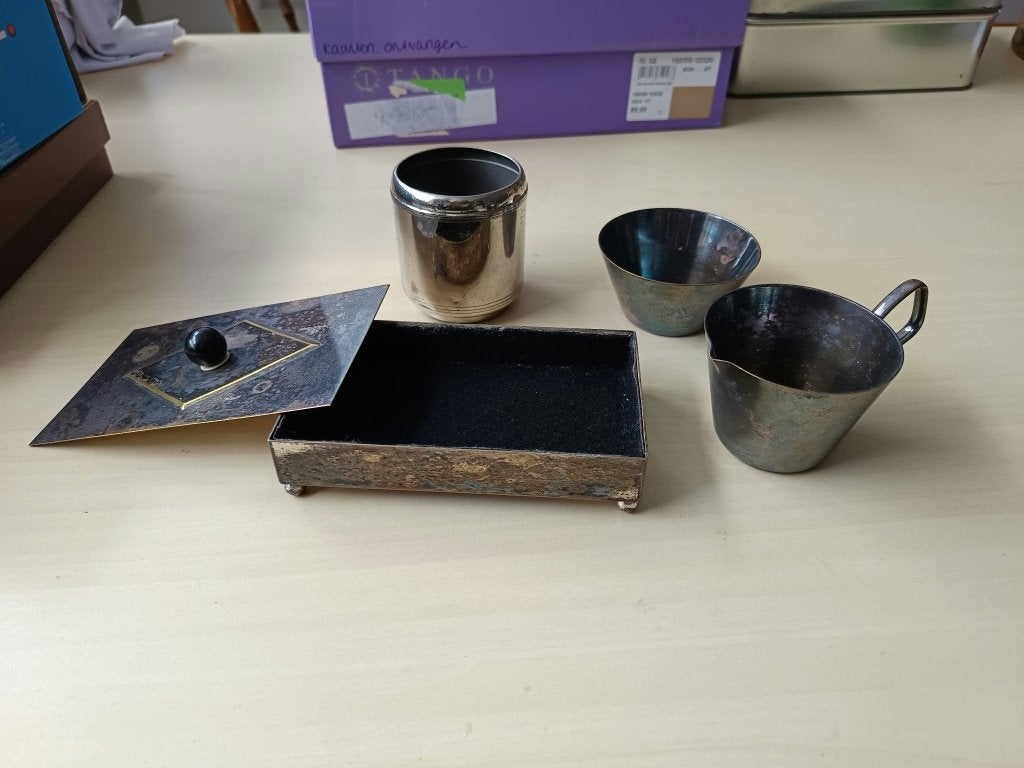 Melk en suiker setje, lepeldoosje, Ophalen of Verzenden, Zilver