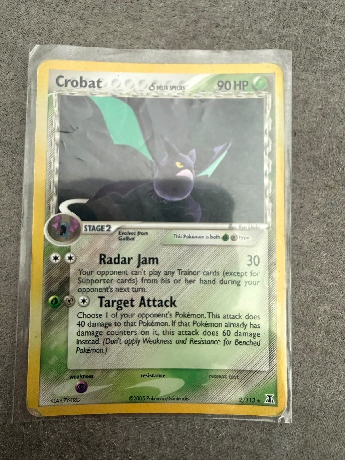 Pokémon Crobat Delta Species 2/113 Holo Rare Kaart, Ophalen of Verzenden, Gebruikt, Losse kaart, Foil