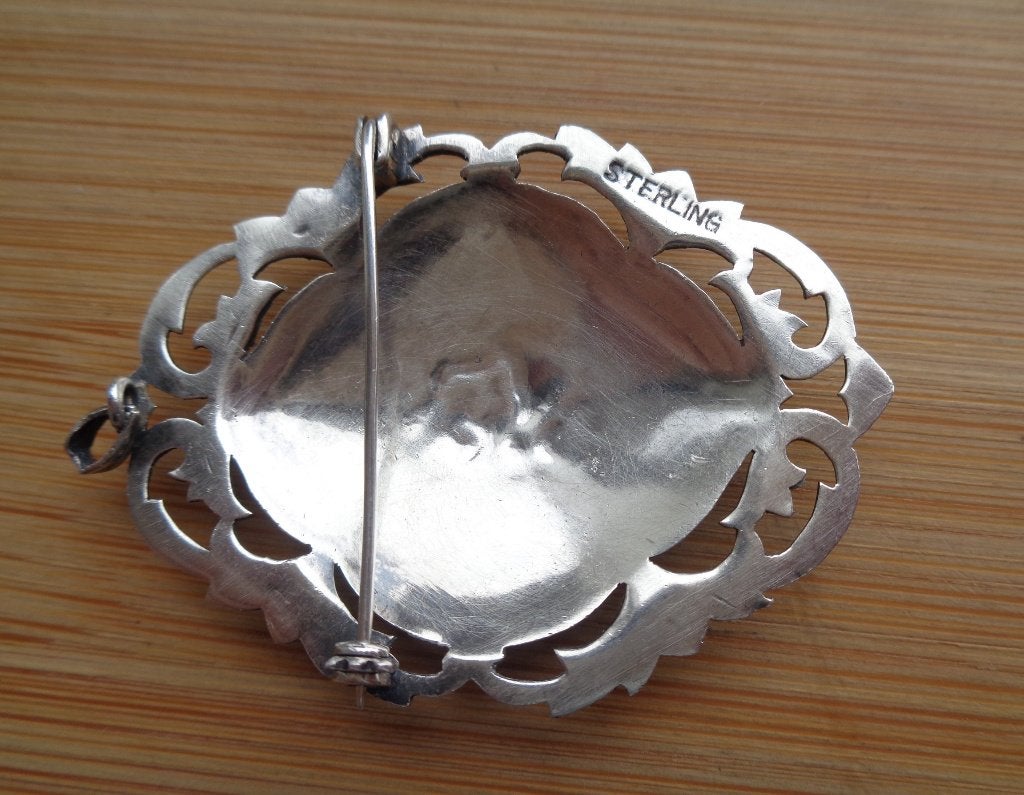 zilveren broche/hanger SIAM niello met dansers [1025], 4 tot 7 cm, Verzenden, Zo goed als nieuw, Zilver